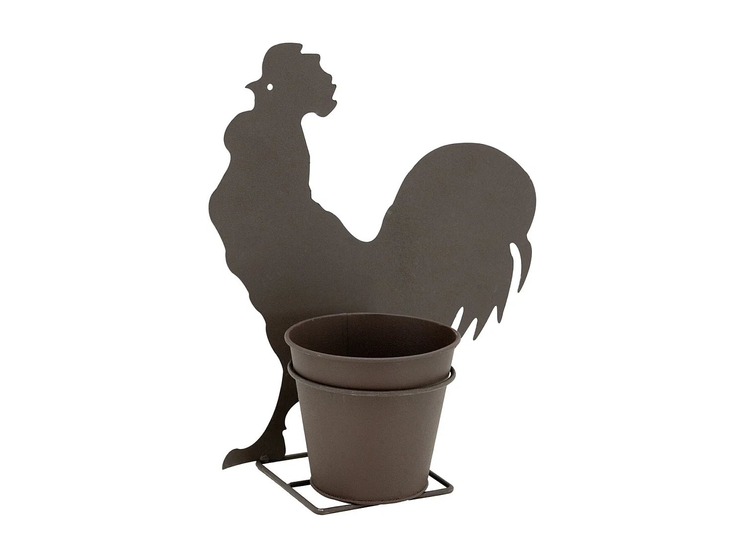 Cache-pot en métal rouillé