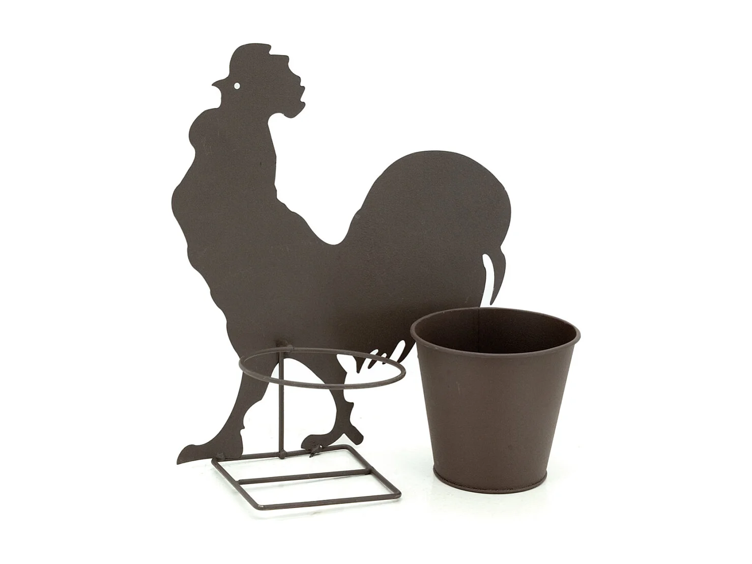 Cache-pot en métal rouillé