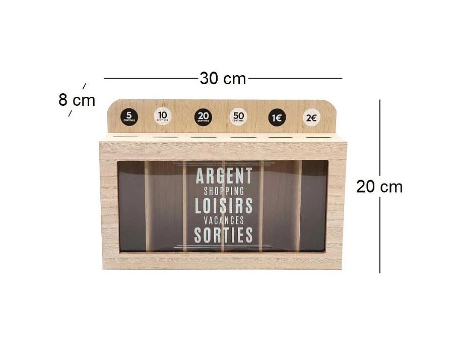 Tirelire compartimentée Shopping 30x20 cm