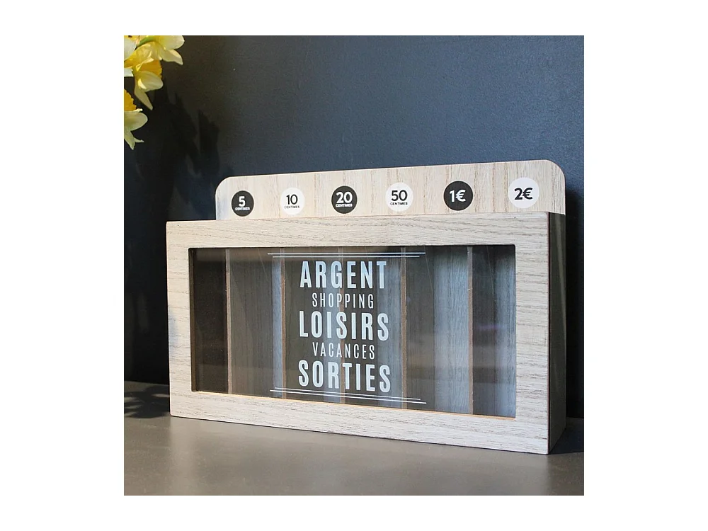 Tirelire compartimentée Shopping 30x20 cm