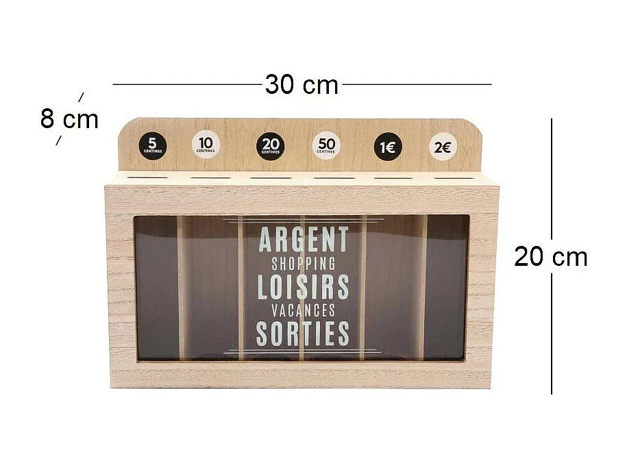 Tirelire compartimentée Shopping 30x20 cm