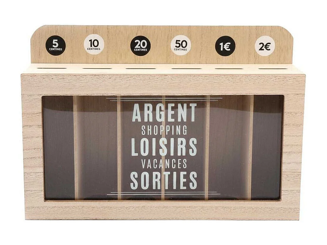 Tirelire compartimentée Shopping 30x20 cm