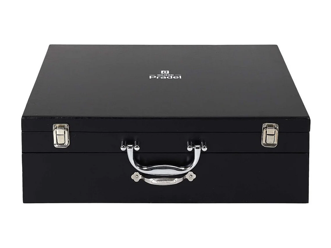 Menagere 84 Pieces Coffret En Bois Avec Tiroir Noir