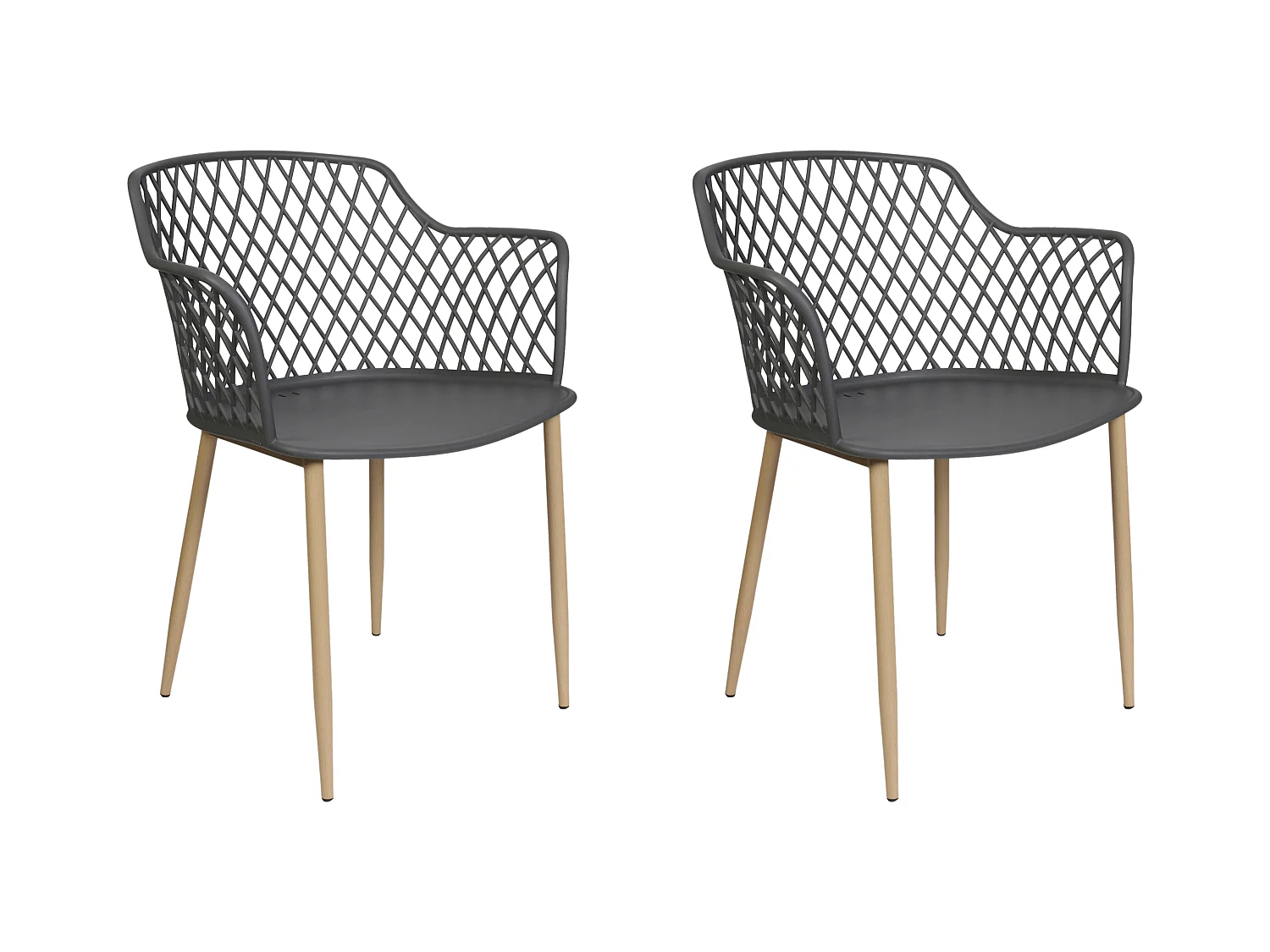 Fauteuil Malaga Gris - Lot De 2 Gris