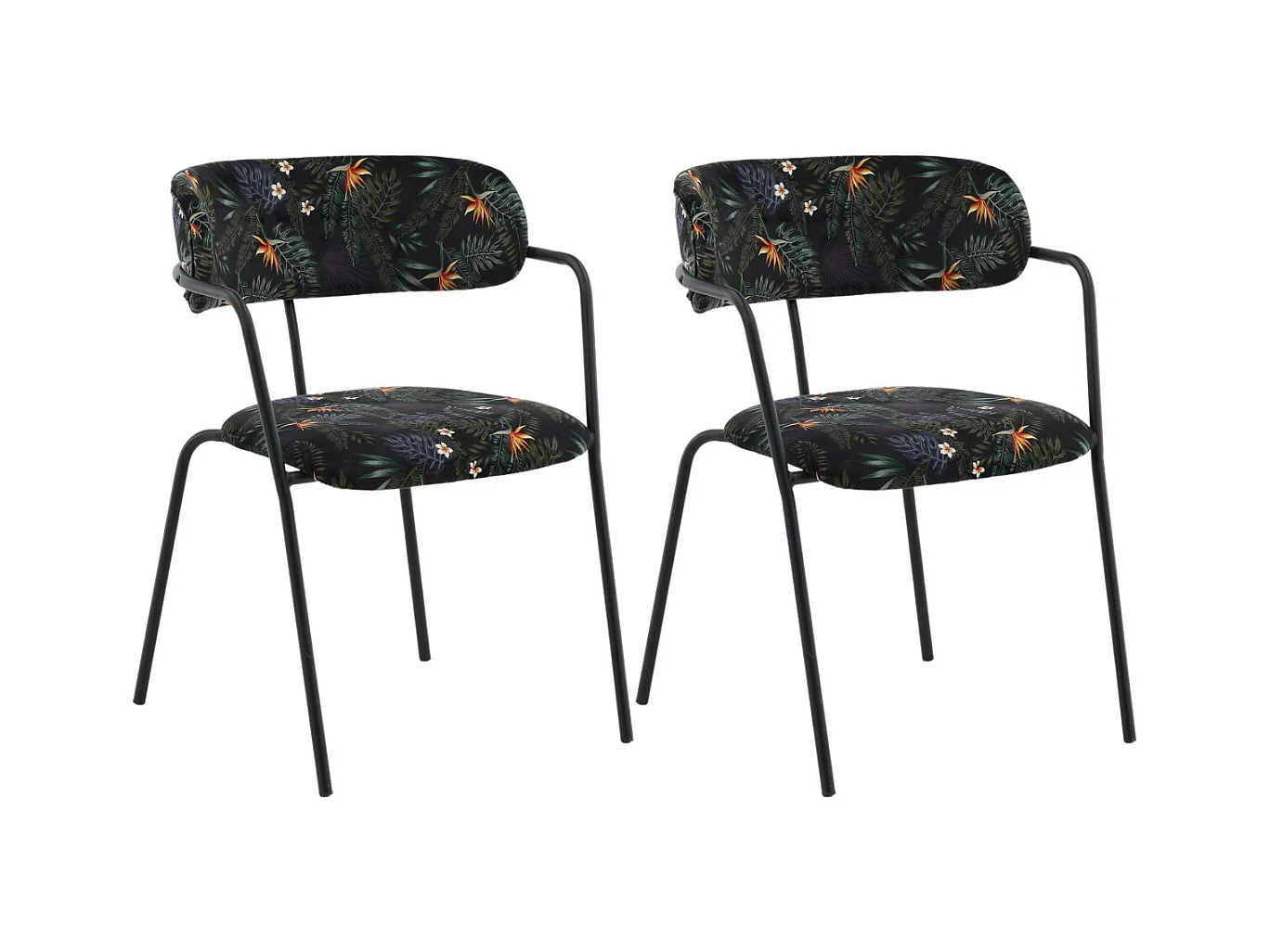 Fauteuil en métal et velours Arrow (Lot de 2)