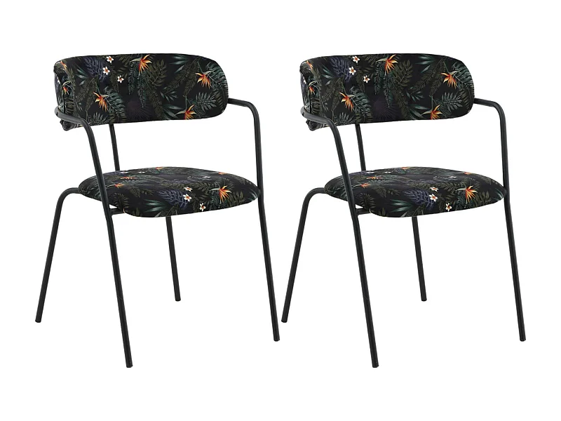 Fauteuil en métal et velours Arrow (Lot de 2)