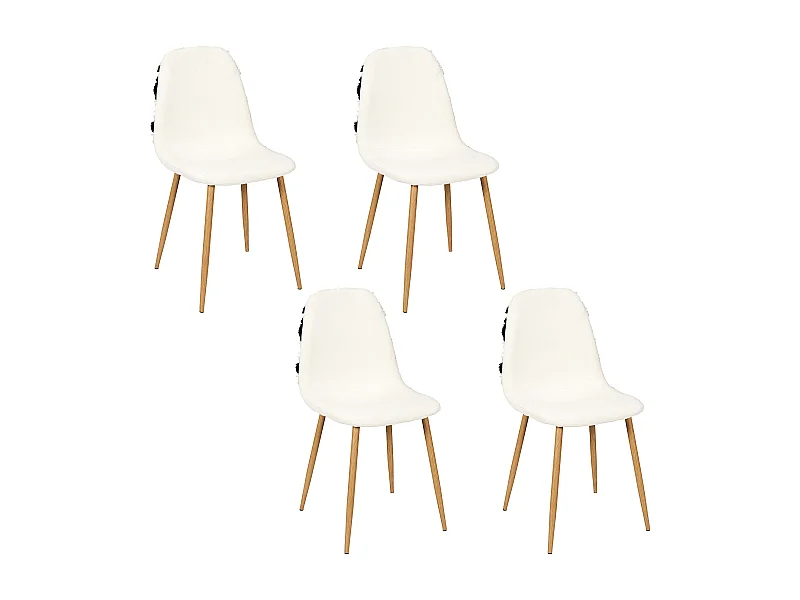 Chaise Lagos Pieds Metal Imitation Bois - Lot De 4 Beige, Noir