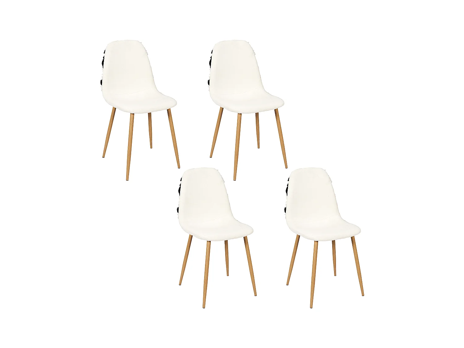 Chaise Lagos Pieds Metal Imitation Bois - Lot De 4 Beige, Noir