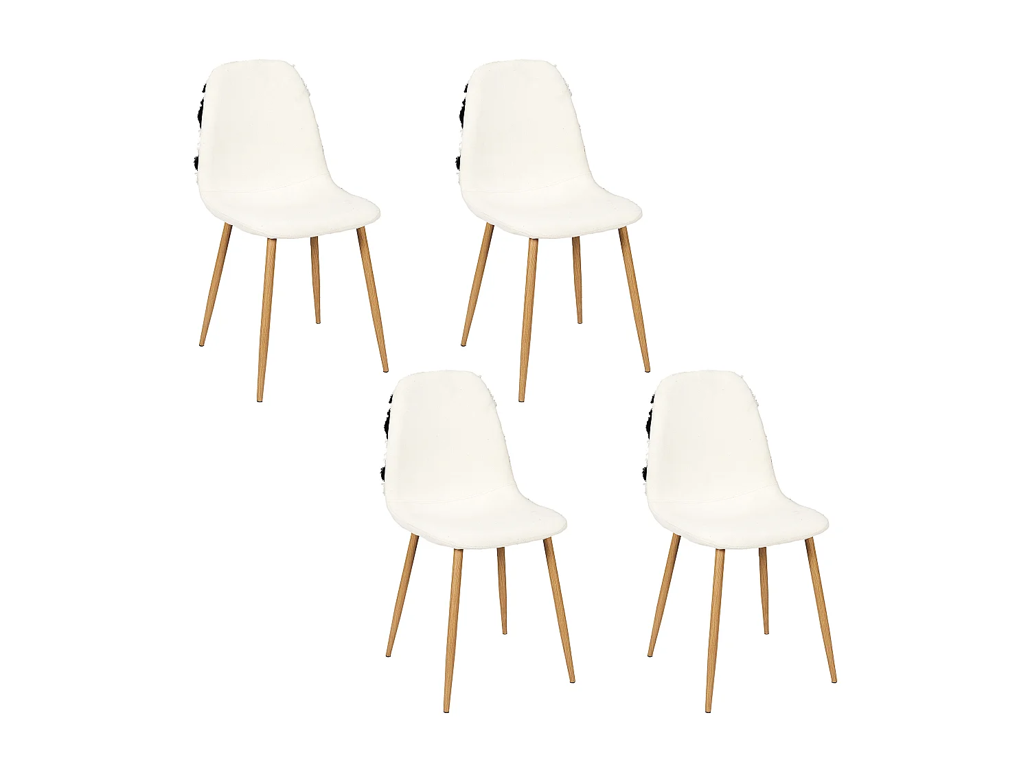 Chaise Lagos Pieds Metal Imitation Bois - Lot De 4 Beige, Noir