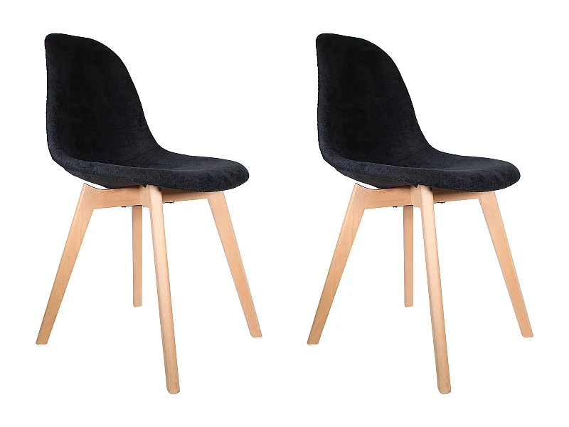 Chaise Scandinave En Tissu Noir - Lot De 2 Noir