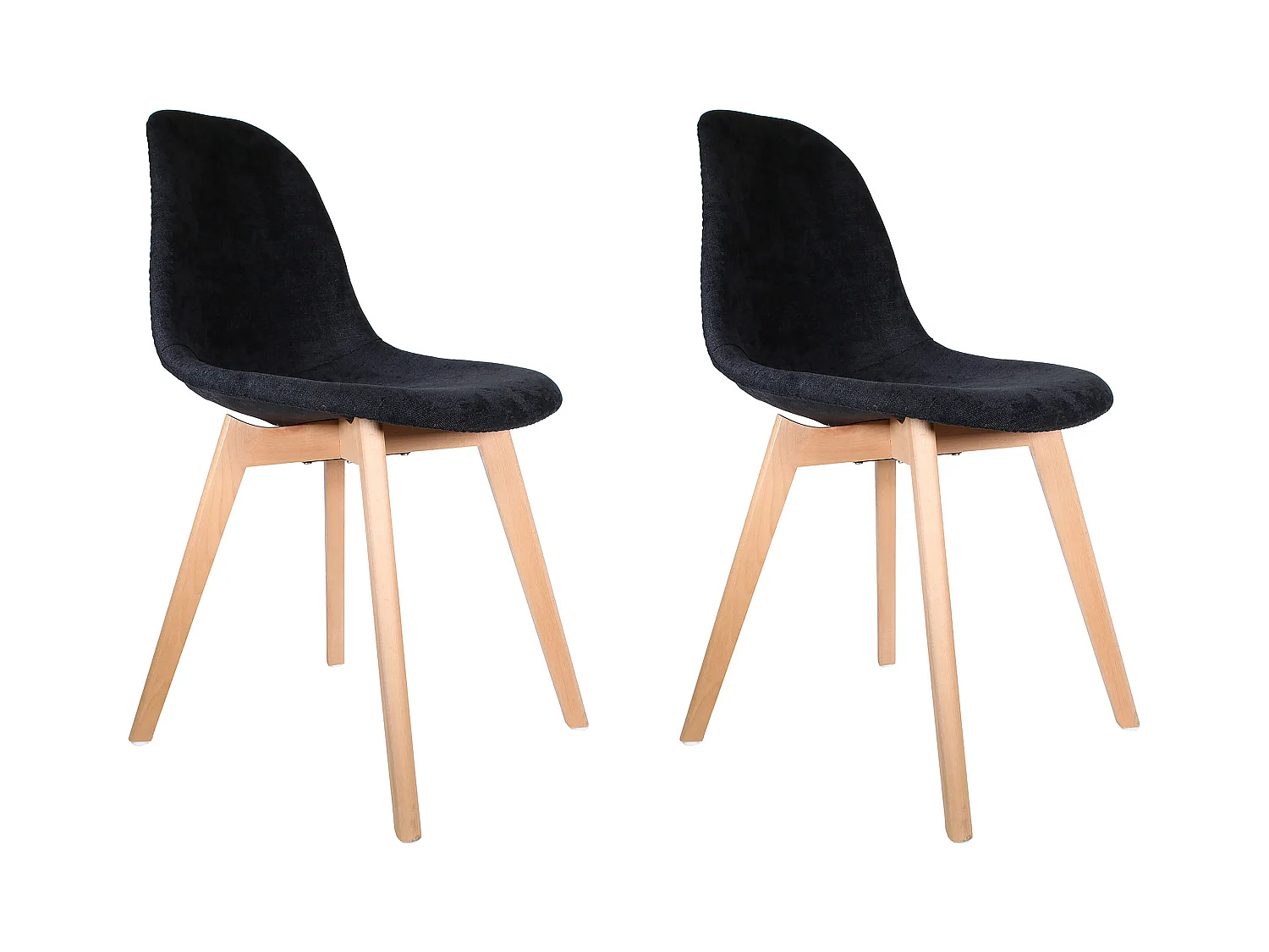 Chaise Scandinave En Tissu Noir - Lot De 2 Noir