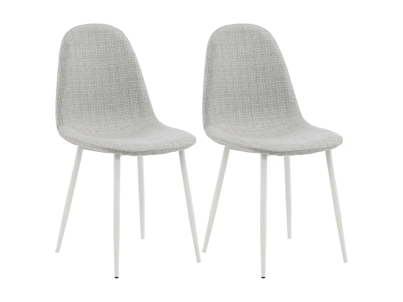 Chaise en tissu avec pieds en acier Polar (Lot de 2) Gris clair et blanc
