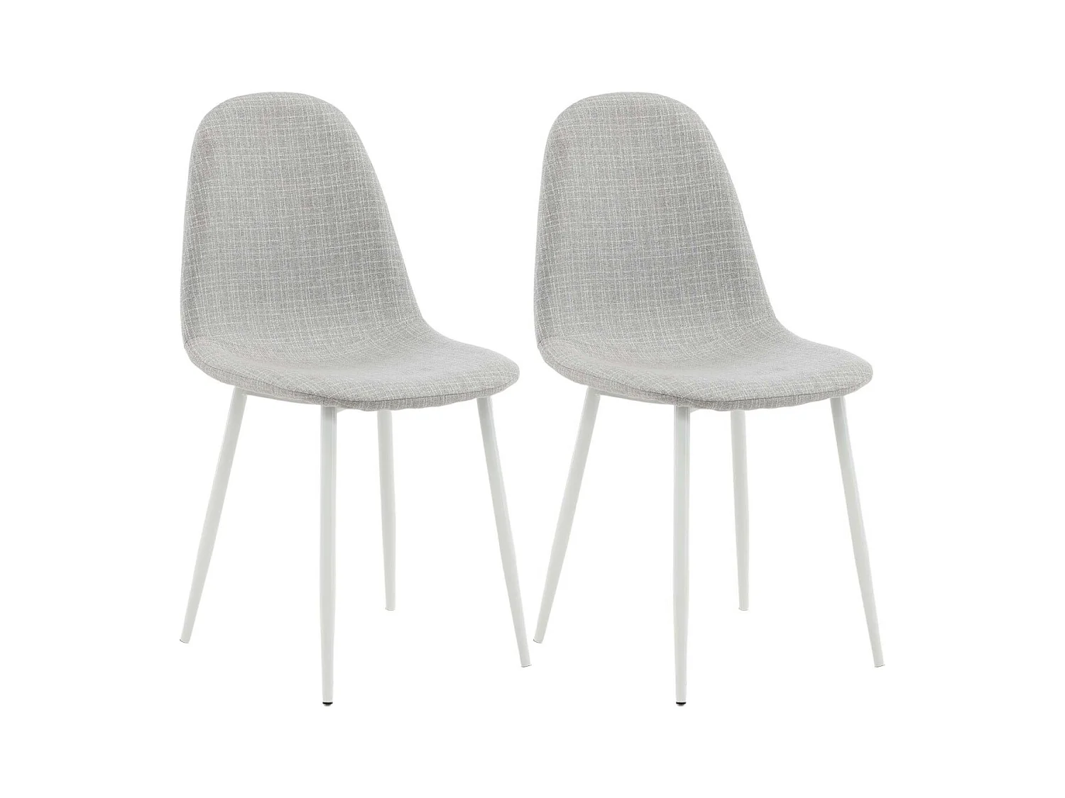 Chaise en tissu avec pieds en acier Polar (Lot de 2) Gris clair et blanc
