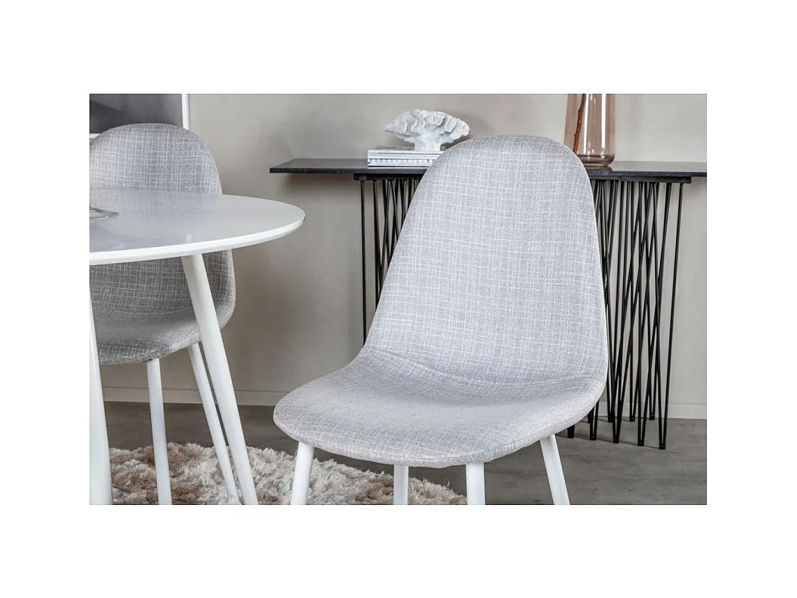Chaise en tissu avec pieds en acier Polar (Lot de 2) Gris clair et blanc