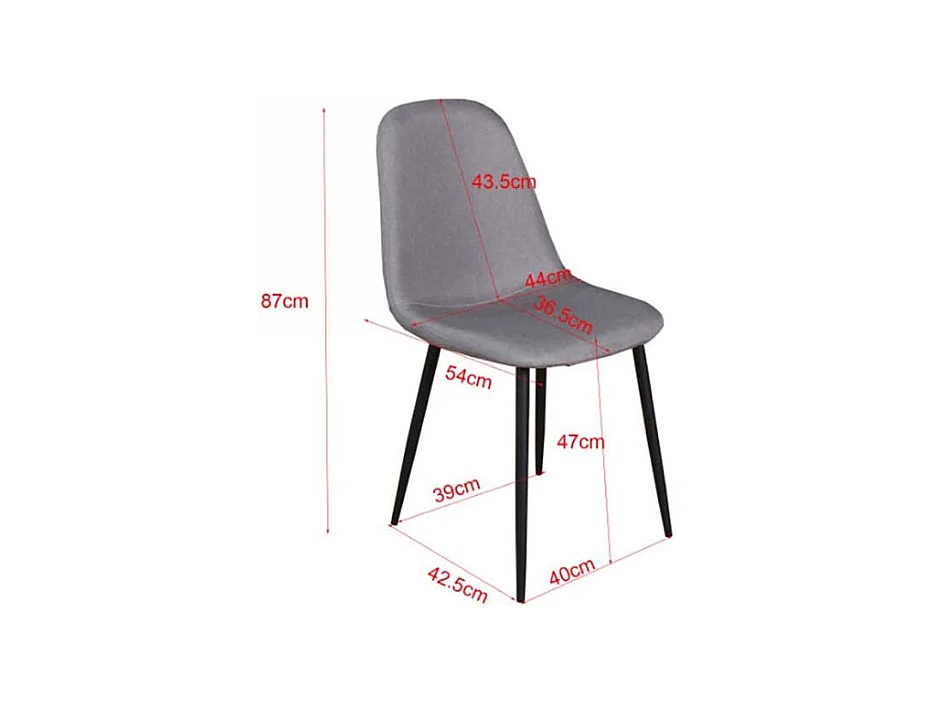 Chaise en tissu avec pieds en acier Polar (Lot de 2) Gris clair et blanc