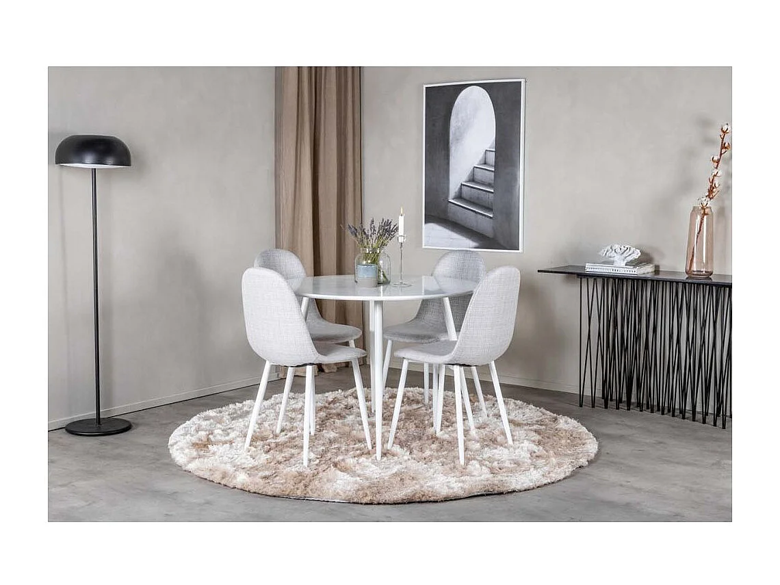 Chaise en tissu avec pieds en acier Polar (Lot de 2) Gris clair et blanc