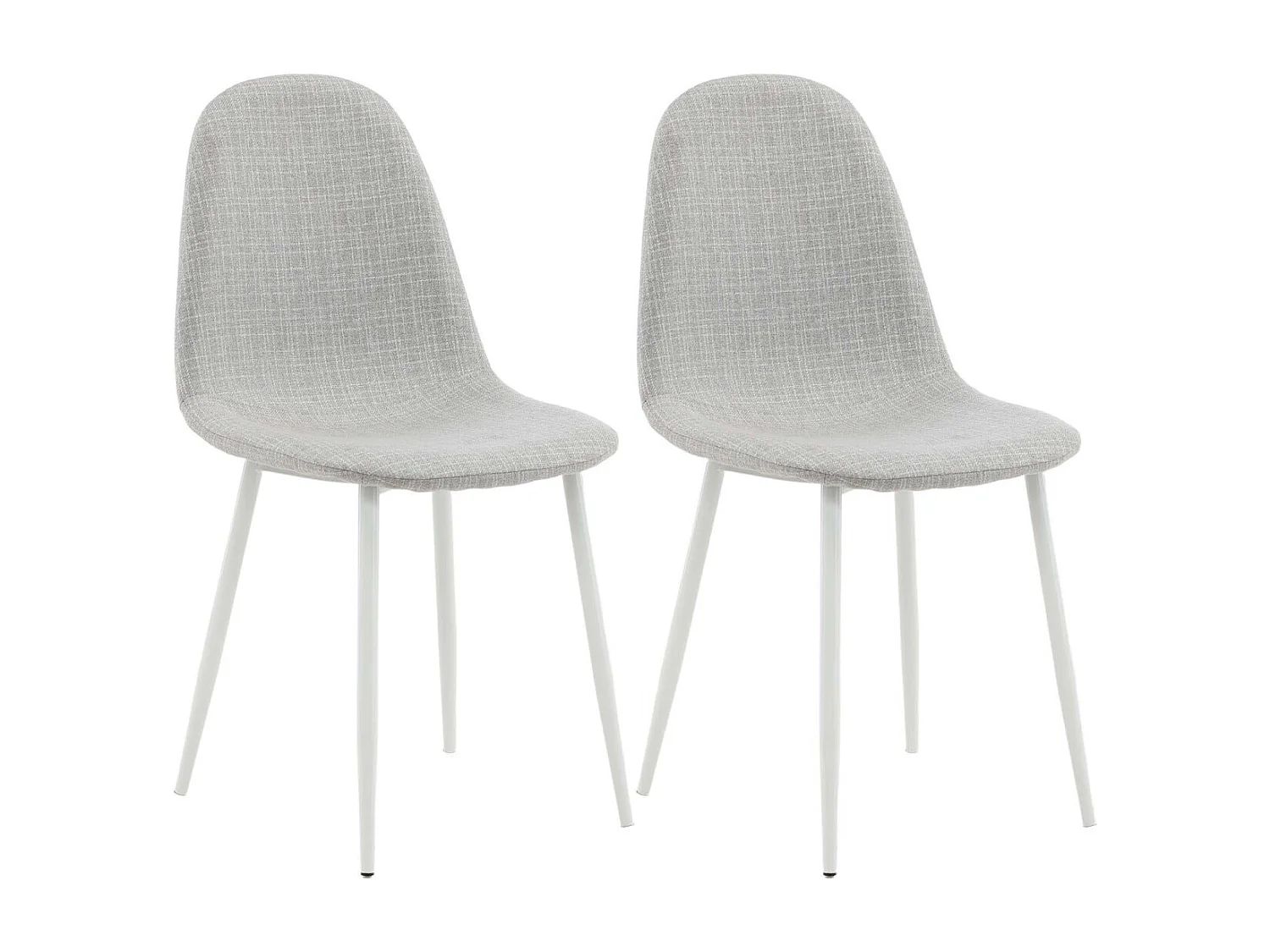 Chaise en tissu avec pieds en acier Polar (Lot de 2) Gris clair et blanc