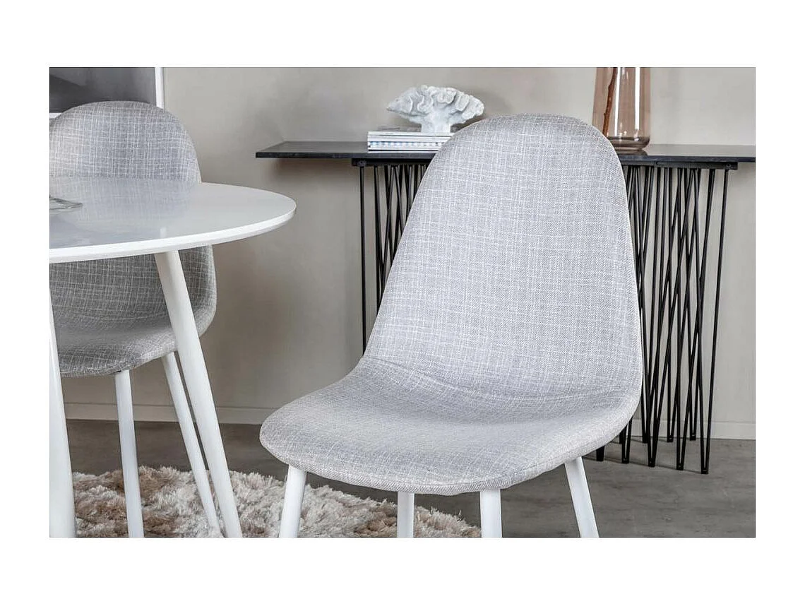 Chaise en tissu avec pieds en acier Polar (Lot de 2) Gris clair et blanc