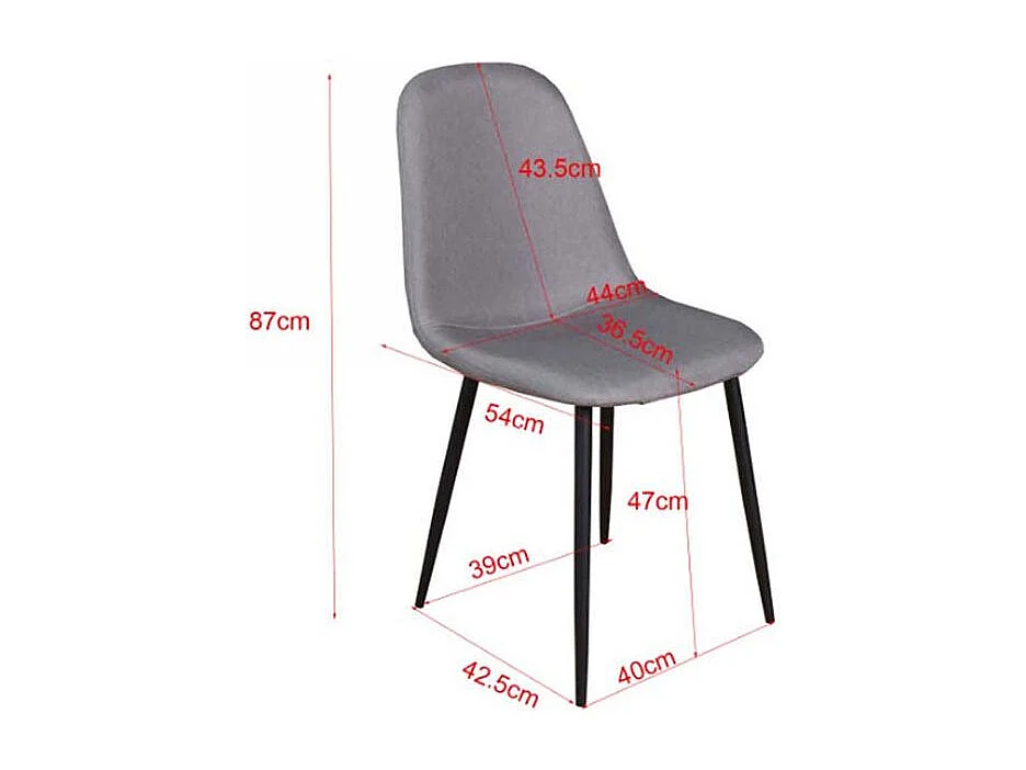 Chaise en tissu avec pieds en acier Polar (Lot de 2) Gris clair et blanc