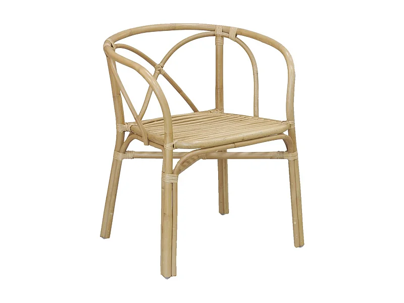 Fauteuil en rotin naturel dossier croisé Charlie