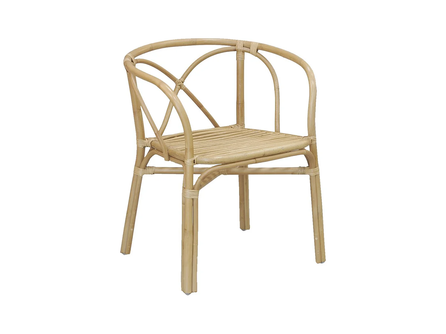 Fauteuil en rotin naturel dossier croisé Charlie