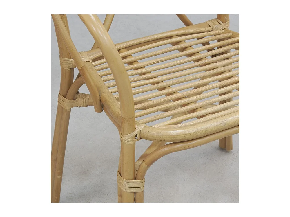 Fauteuil en rotin naturel dossier croisé Charlie