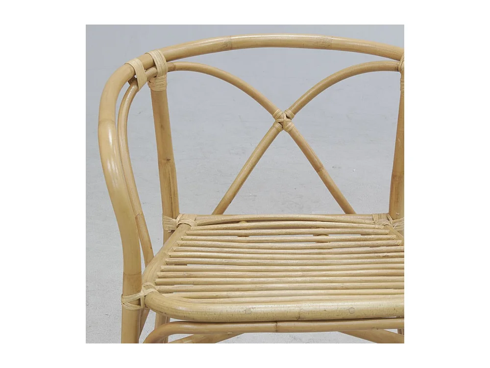 Fauteuil en rotin naturel dossier croisé Charlie