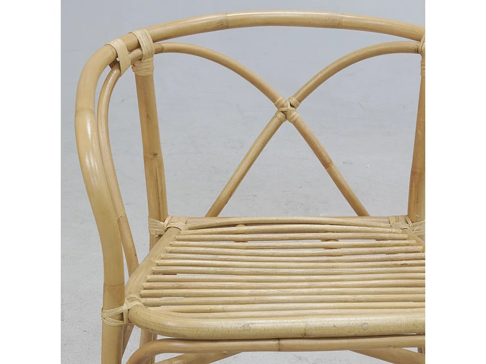 Fauteuil en rotin naturel dossier croisé Charlie