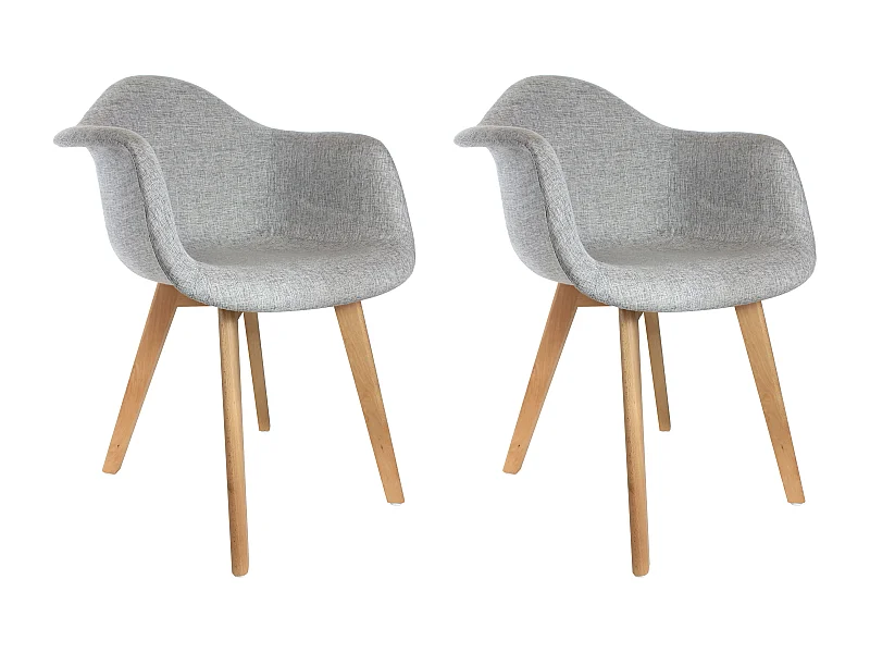 Fauteuil Scandinave Tissu Gris - Lot De 2 Gris