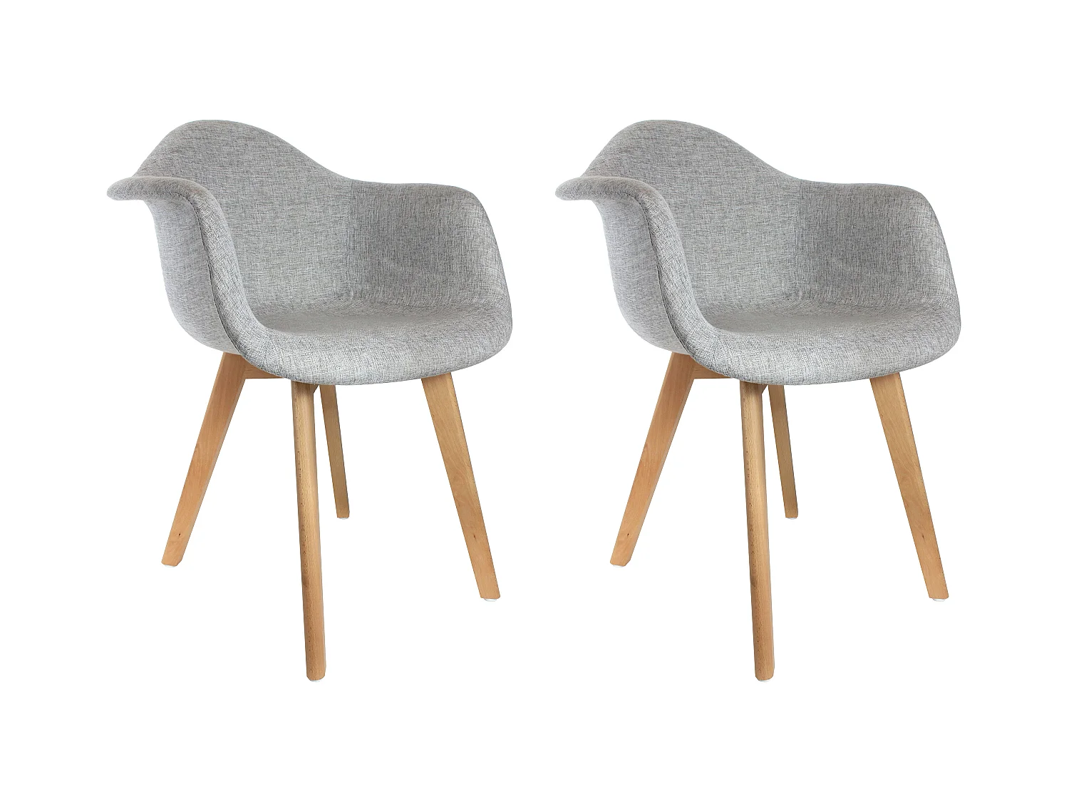Fauteuil Scandinave Tissu Gris - Lot De 2 Gris
