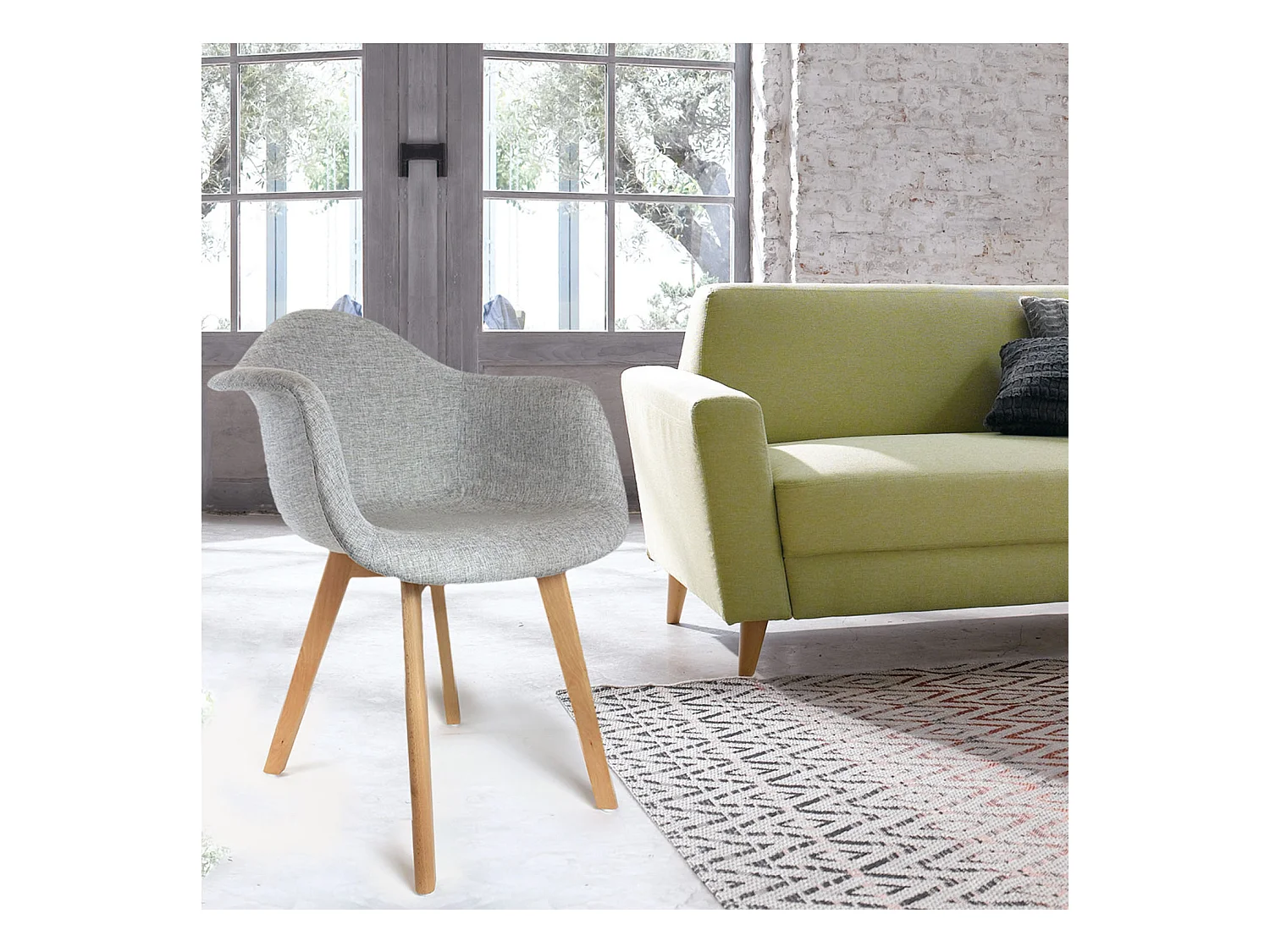 Fauteuil Scandinave Tissu Gris - Lot De 2 Gris