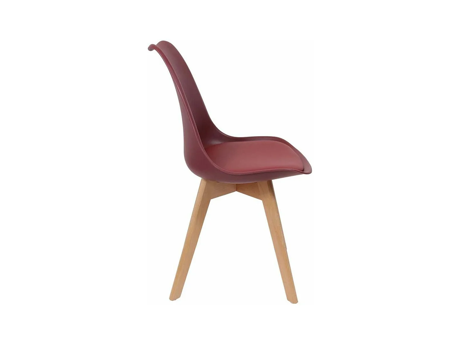 Chaise scandinave avec assise rembourrée (Lot de 2) Bordeaux