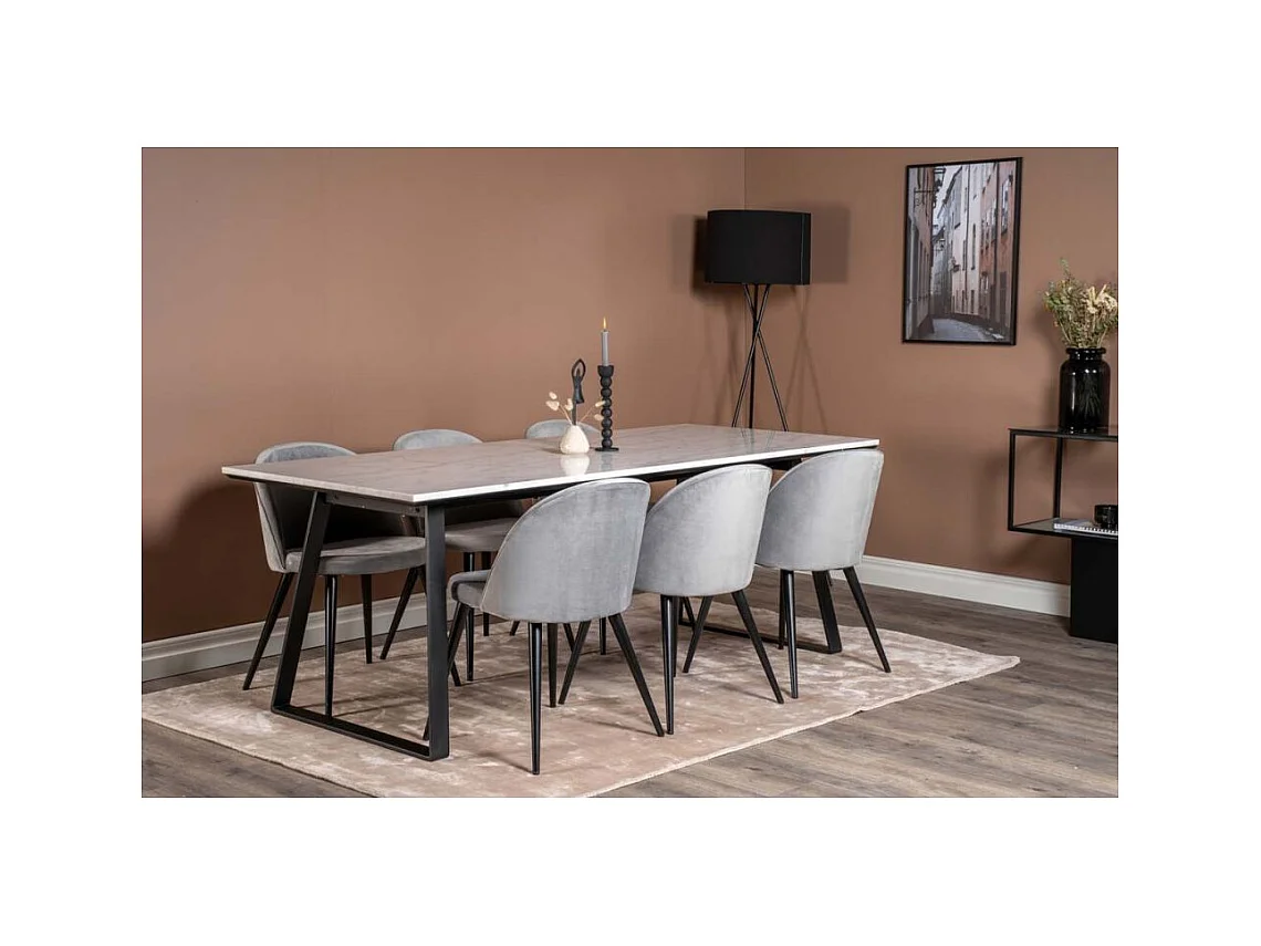 Chaise en velours avec pieds en acier Velvet (Lot de 2)