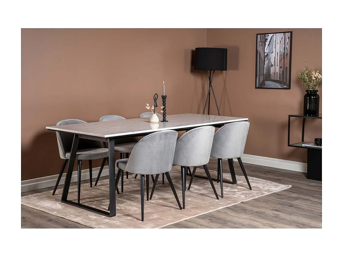 Chaise en velours avec pieds en acier Velvet (Lot de 2)