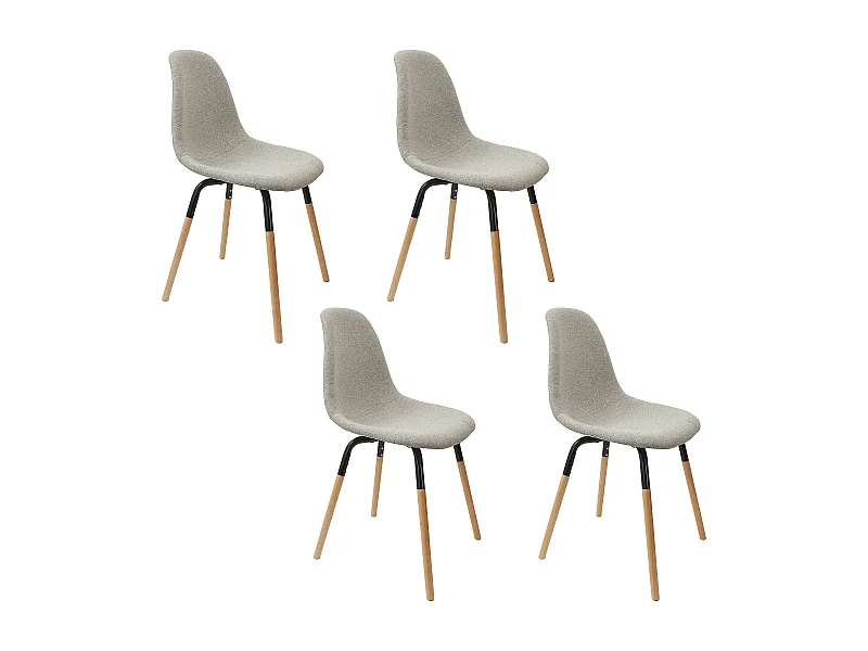Chaise Scandinave Tissu Gris Clair Phenix - Lot De 4 Marron, Gris