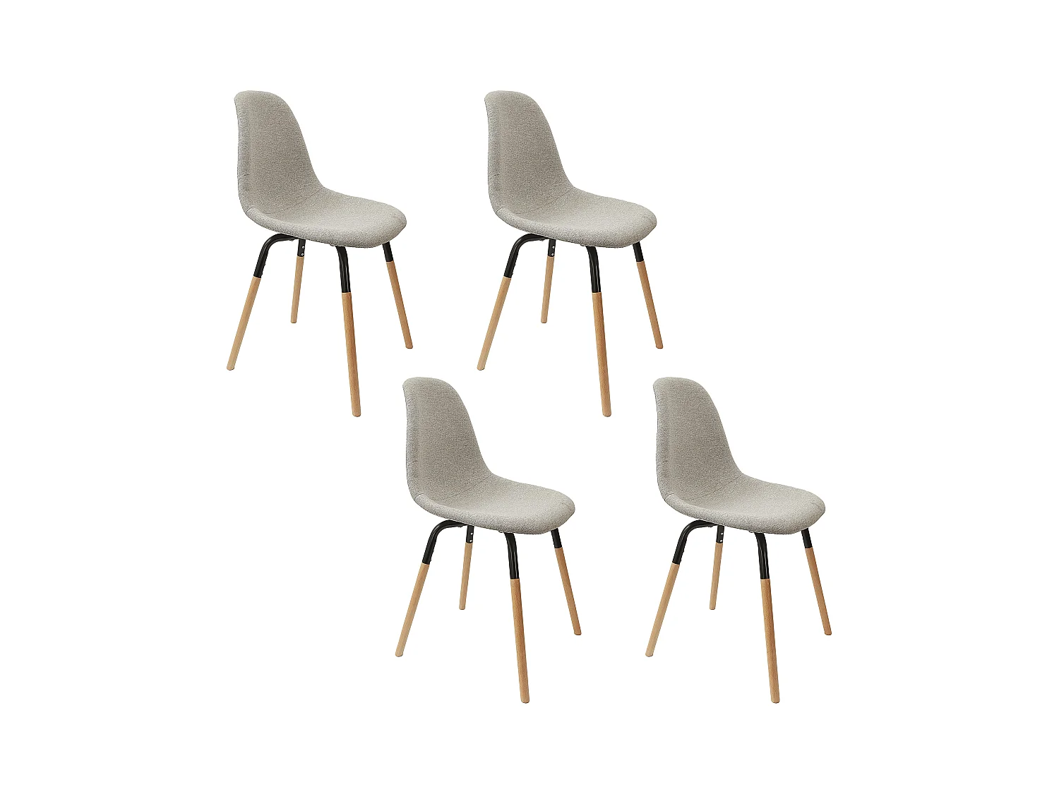 Chaise Scandinave Tissu Gris Clair Phenix - Lot De 4 Marron, Gris