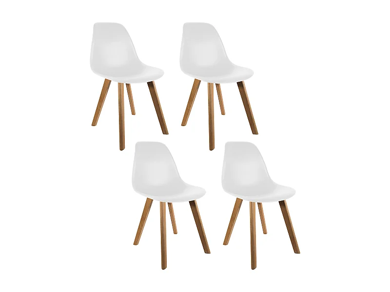 Chaise Scandinave Coque Blanche - Lot De 4 Blanc