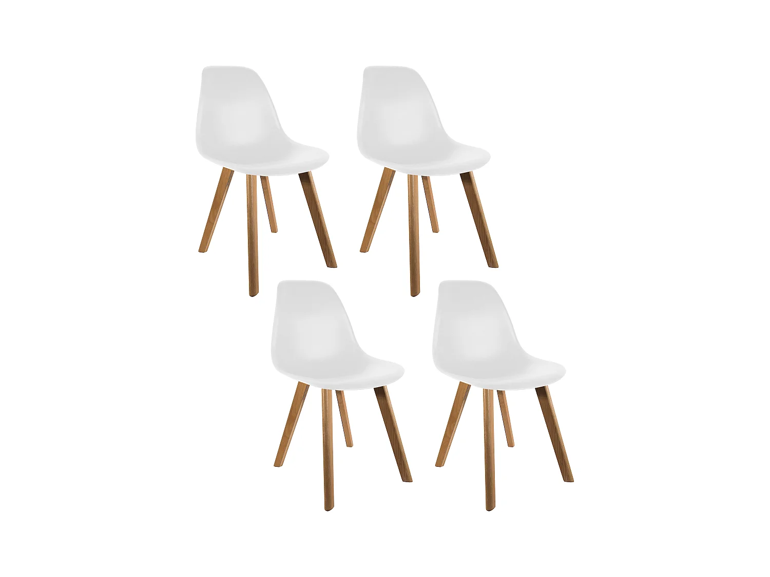 Chaise Scandinave Coque Blanche - Lot De 4 Blanc