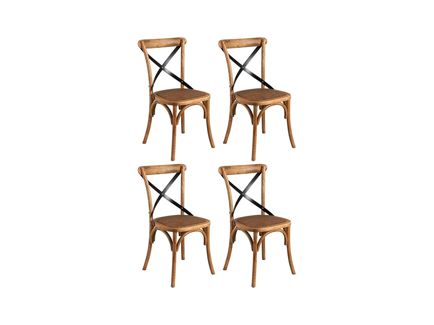 Chaise bistrot en hêtre vieilli Lot de 4