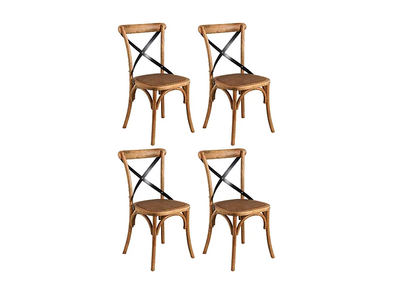 Chaise bistrot en hêtre vieilli Lot de 4