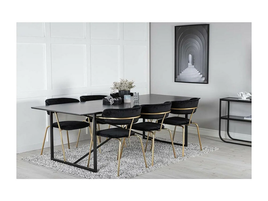 Fauteuil en métal et velours Arrow (Lot de 2)