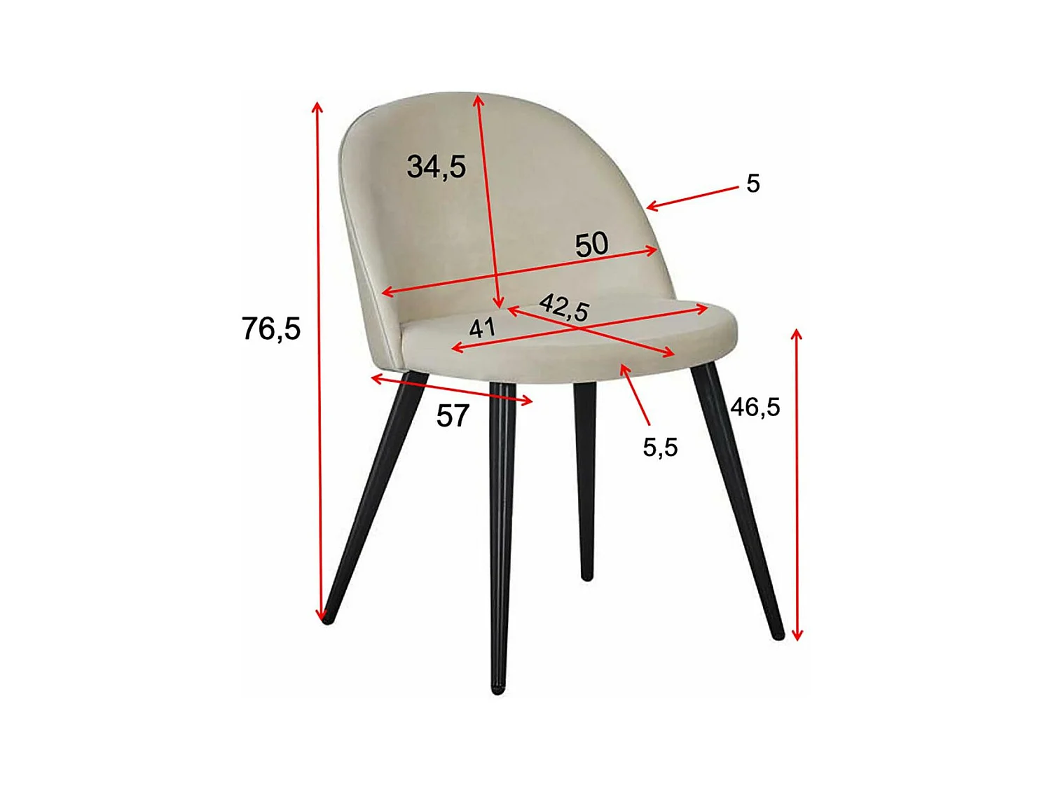 Chaise en tissu avec pieds en acier Velvet (Lot de 2)