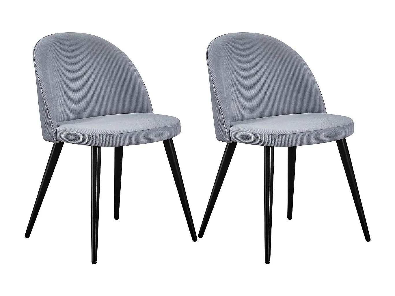 Chaise en acier et velours côtelé gris clair Velvet (Lot de 2)