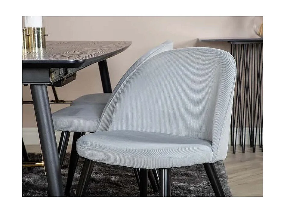 Chaise en acier et velours côtelé gris clair Velvet (Lot de 2)