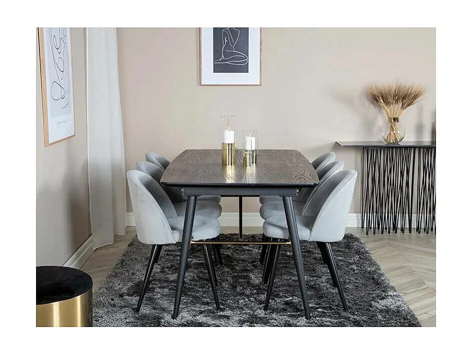 Chaise en acier et velours côtelé gris clair Velvet (Lot de 2)