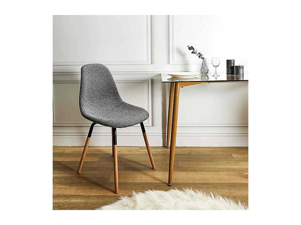 Chaise Scandinave Tissu Gris Chine Phenix - Lot De 4 Marron