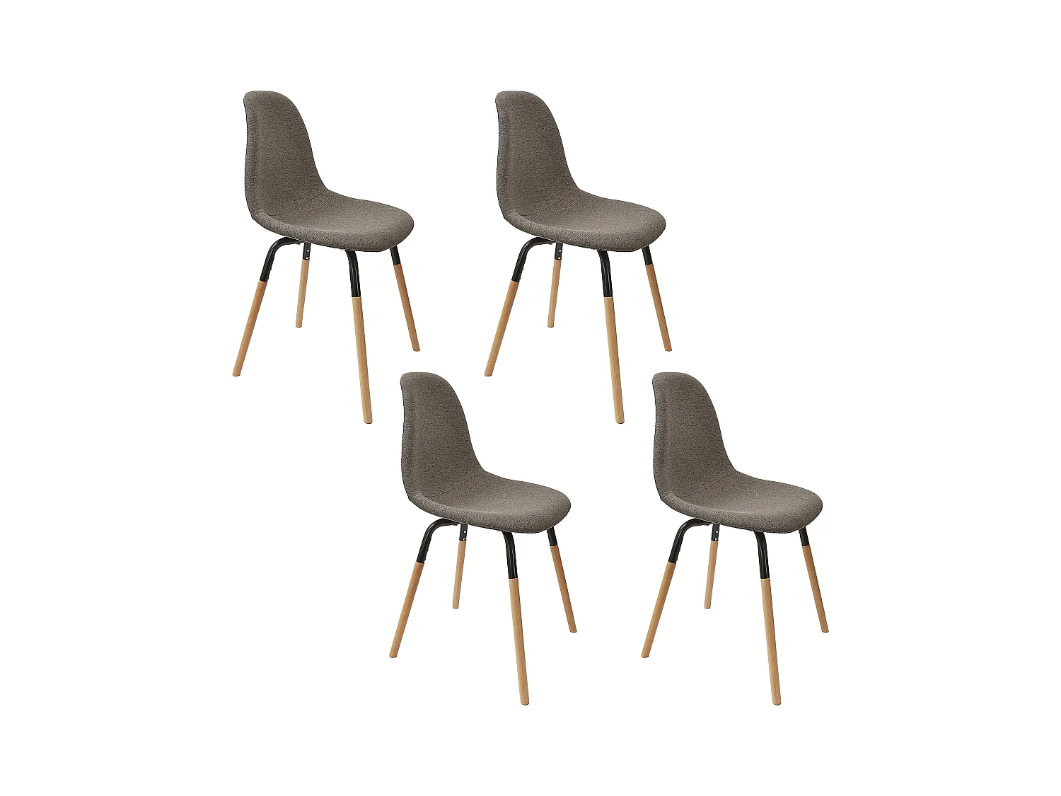 Chaise Scandinave Tissu Gris Fonce Phenix - Lot De 4 Marron