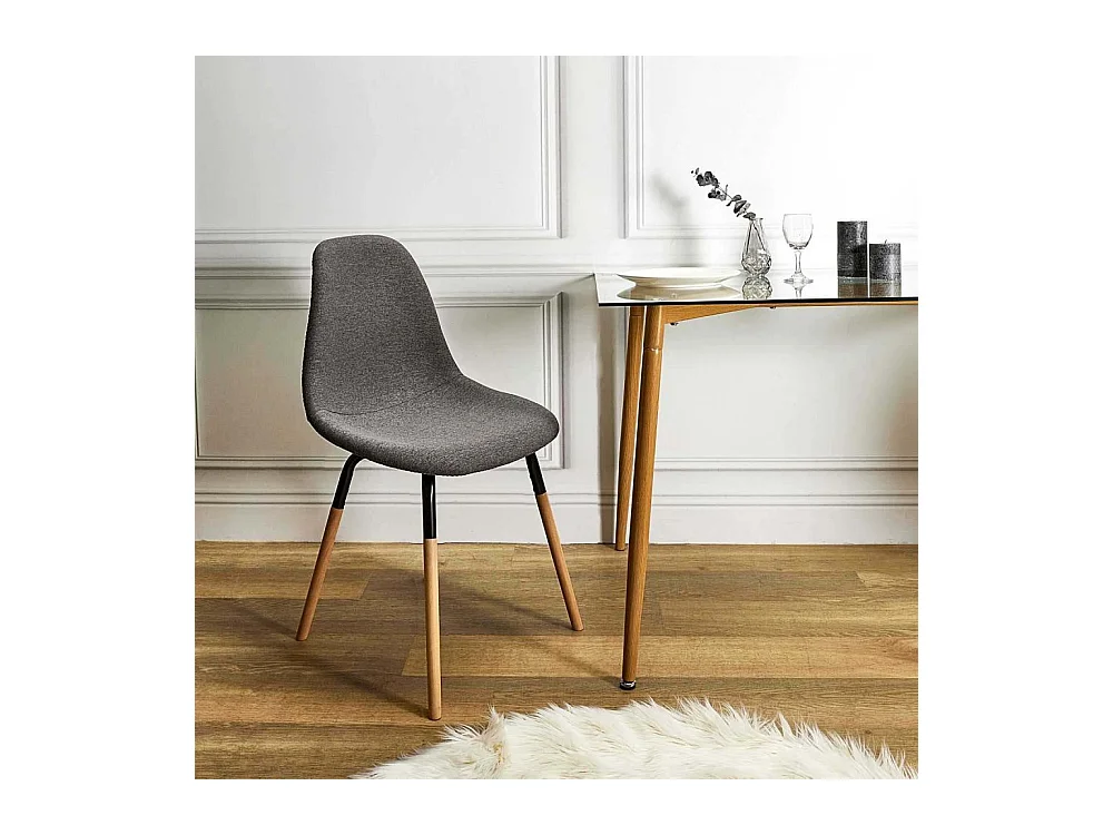 Chaise Scandinave Tissu Gris Fonce Phenix - Lot De 4 Marron