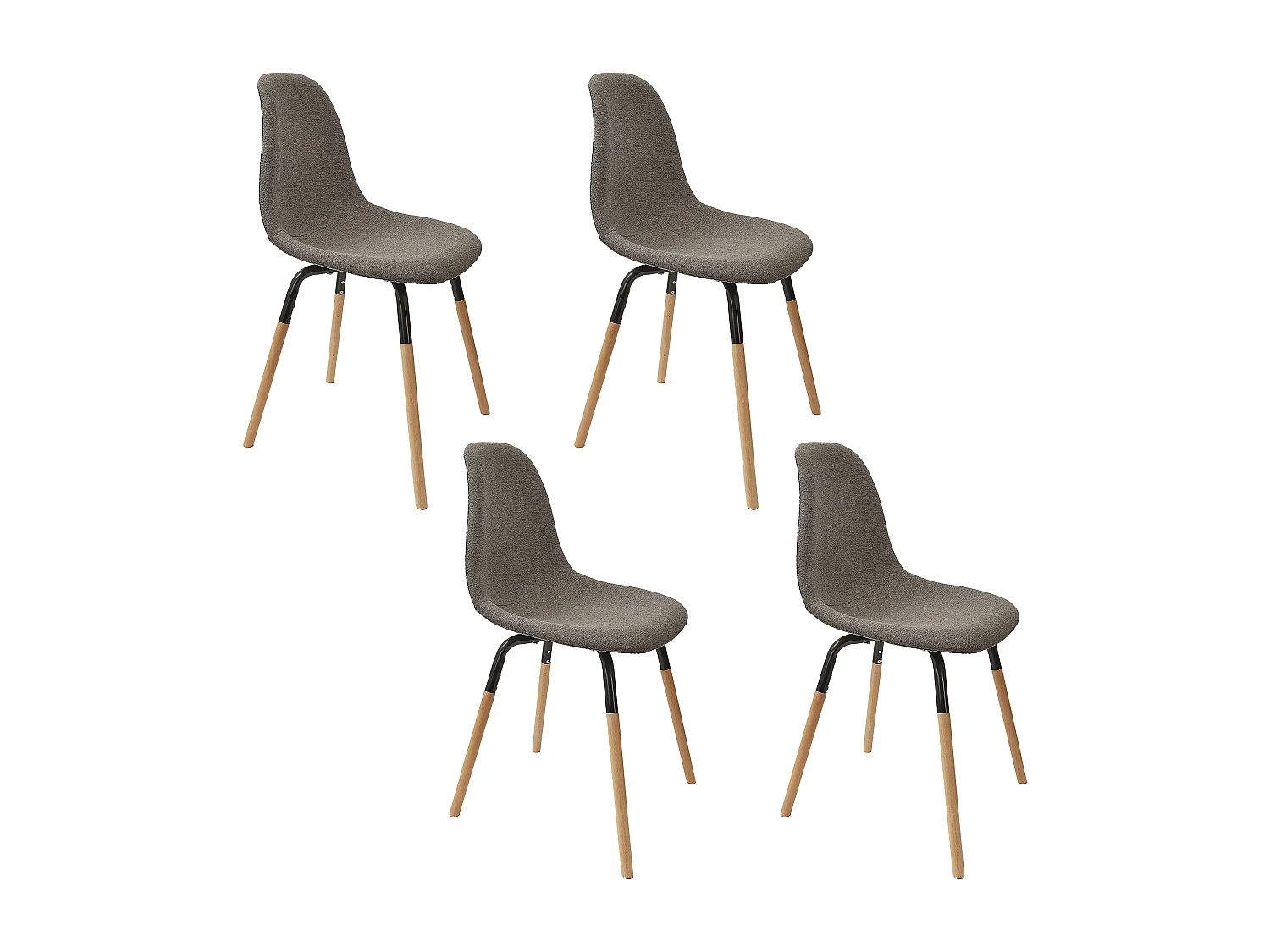 Chaise Scandinave Tissu Gris Fonce Phenix - Lot De 4 Marron