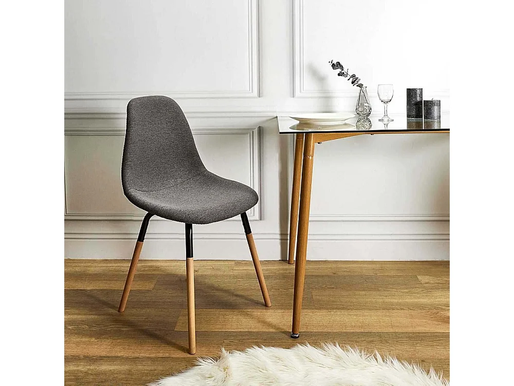 Chaise Scandinave Tissu Gris Fonce Phenix - Lot De 4 Marron